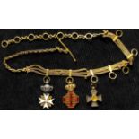 Vatican Gold and Silver Miniature Medal mounted on attractive chain. Civil Knight, Order of Malta