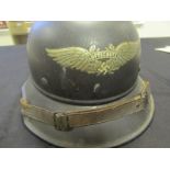 German WW2 Lufftscutz Civil Defence helmet with good decal on the front complete with lining and