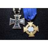 German WW1 Iron Cross 2nd Class, plus 40 Years Service Nazi Medal (2)