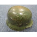 German WW2 M40 helmet with liner and chip strap, no decals, original paint work