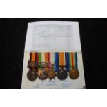 Group mounted as worn to 13616 Pte William T. Levett RAMC. Medals QSA with bars CC/Tr/Witt. KSA with