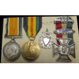 BWM & Victory Medal, plus a silver fob, and a silver Buffalo Lodge Shooting Medal to 1811 Pte J H