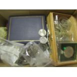 Assortmen of World / GB in a box, includes silver Proofs, Bullion issues, Pre 1947 and World