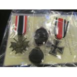 German Iron Cross 2nd class wound badge in black Russian Front medal and War Merit Cross with swords