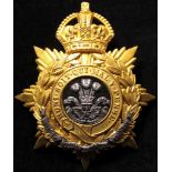 Helmet Plate - Prince of Wales Leinster Regiment, KC, gilt