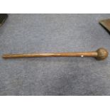 Zulu Knobkerrie club possibly for ceremonial use together with carved head