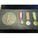 1915 Star Trio and Death Plaque to 94 Pte Stanley Arthur Vint R.Warwick Regt. Killed In Action