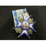Serbia an Order of Saint Sava Commanders neck badge but with later loop fitting for ribbon, minor