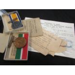 WW1 Mercantile Marine War medal and BWM in boxes with medal packets award documents research etc, to