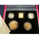 Four coin set 1999 (£5, £2, Sovereign & Half Sovereign). FDC boxed as issued