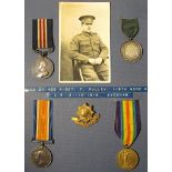 Military Medal GV, BWM & Victory Medal to 4403 A.Sjt F Pulley Worcester Regt (MM named 241433 L/