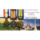 1914/15 Trio to 27592 A/Sgt Tom Bleakley (19th Bn) (3rd SALFORD PALS) Lancashire Fusiliers. KIA 1.