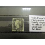 GB - 1840 Penny Black Plate 9 (Q-D) four margins, but very tight. Heavy hinge, no thins or