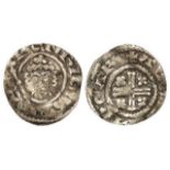 Henry II silver penny, Short Cross Issue, 5 pearls to crown, 3 crescents each side of head as