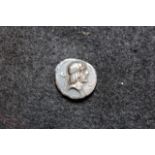 Roman Republican silver denarius of C.Calpurnius Piso L.f.Frugi, 67 B.C., obverse:- Bust of Apollo