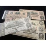 USA, Collection of Confederate notes (6) all different, average GVF