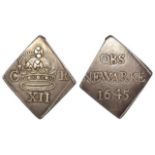 Charles I Civil War Seige Piece of Newark, silver shilling, obverse:- Jewelled crown, 10 pearls