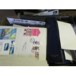 Banana box packed with various unsorted GB Commemorative and FDC's, loose and in albums (qty)