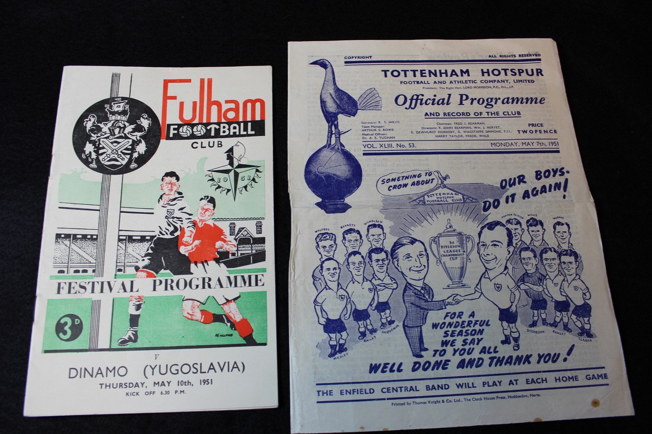 Football - Festival of Britain Tottenham v F K Austria 7/5/1951 and v Dinamo Yugoslavia 10/5/1951 (