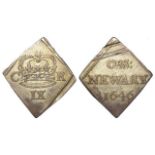 Charles I Civil War Seige Piece of Newark, silver ninepence, struck from gilt-silver plate, wt.4.