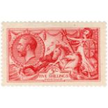 GB - George V Seahorse 5s SG401 fine mint with gum bends cat £625