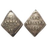 Charles I Civil War Seige Piece of Newark, silver ninepence, obverse:- Jewelled crown, 10 pearls