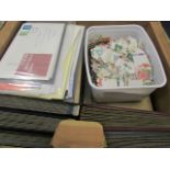 Box containing several well filled stockbooks, cartons, and loose stamps (qty) Buyer collects