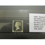 GB - 1840 Penny Black Plate 6 Var.AS41a. re-entry (S-A) three margins, no thins or creases, Small