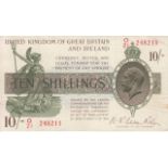 Warren Fisher Ten Shillings T30 "O21" pressed VF