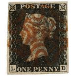 GB - 1840 Penny Black Plate 4 (L-D) four margins, no faults except tiny corner crease. Cat £350