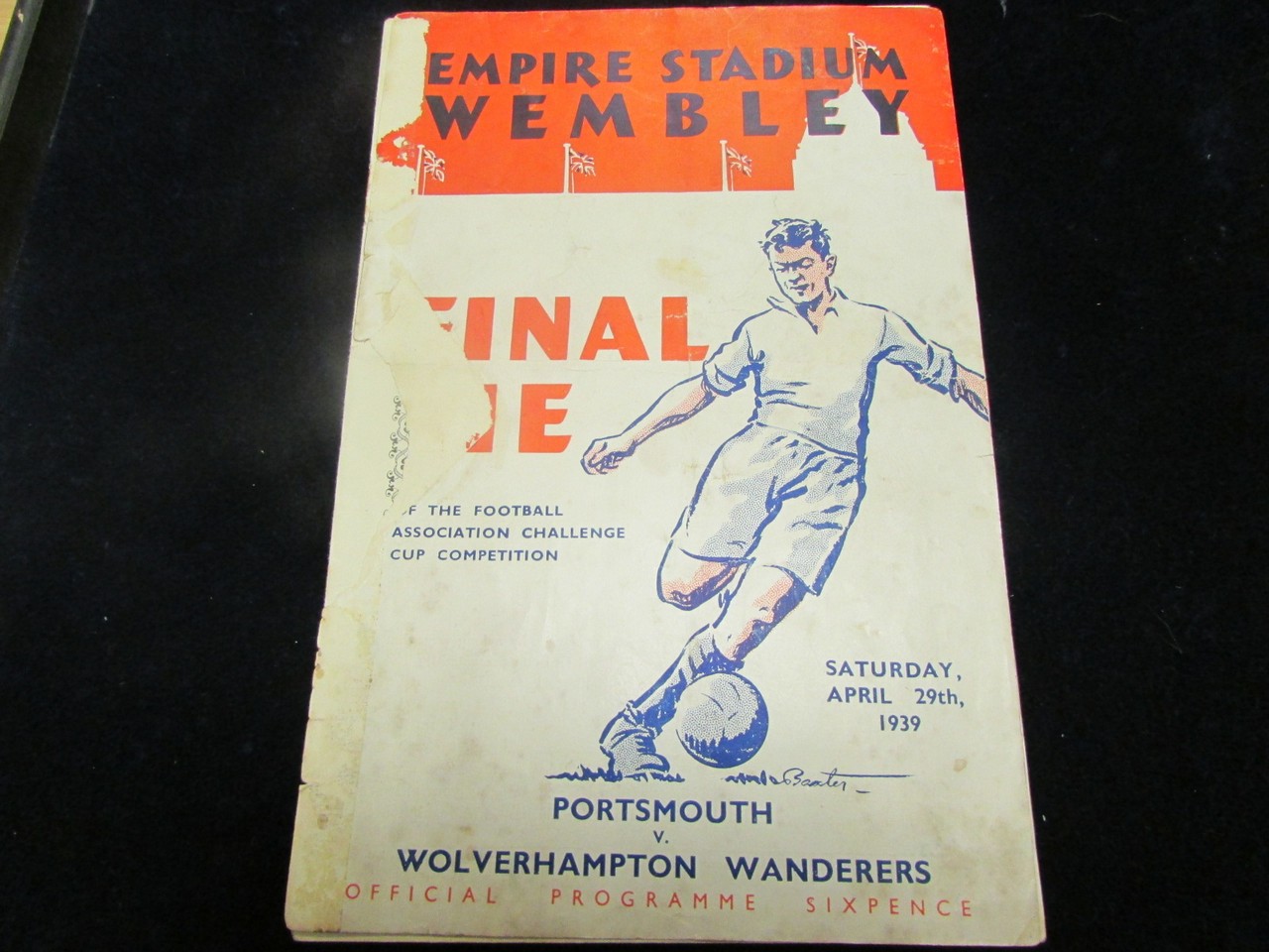 Football - Portsmouth v Wolverhampton FA Cup Final 29th April 1939, front cover only, contents GC