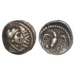 Ancient British, Celtic silver unit of EPATI of the Catuvellauni, wt.1.26g., Head of Hercules,