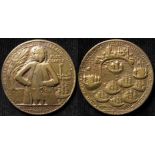 British Commemorative Medallion, cast bronze d.39mm: Porto Bello 1739, VF (nice grade for type)
