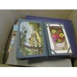 Crate containing original collection housed in 6 albums & loose pages, vintage & modern (approx