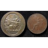 France (2): Revolutionary medallic copper 2 Sols and 5 Sols 1792, toned EF