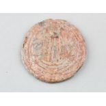 Boy Bishop cast leaded token with an old ticket which states of 'Bury St. Edmunds' the piece is
