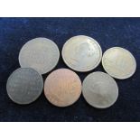 GB & Commonwealth Tokens (6) 18th-19thC, mixede grade.