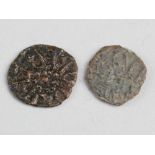 Anglo-Saxon copper styca of Northumbria with at centre a circle of dots enclosing a pellet and
