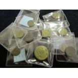 English coin weights (12), some with tickets.