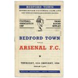 Football - Bedford v Arsenal RA Cup 3rd Rnd Replay 12th Jan 1956. Scarce