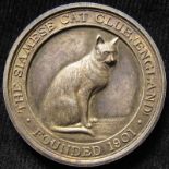 British Society Medal, hallmarked silver d.39mm: The Siamese Cat Club England, Founded 1901 (image