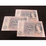 GB Five Pounds (3) All Series "C" Hollom "C83", Fforde "Z95" & Page "22E" aUnc
