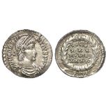 Constantius II, silver reduced follis, Constantia/Arles Mint, reverse reads:- VOTIS XXX MVLTIS