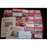 Football - Bristol City home games c1955 to 1969, one programme with several Autographs 1955 (approx