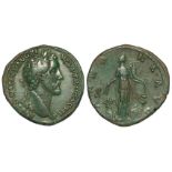Antoninus Pius, brass sestertius, Rome Mint 142 A.D., reverse reads:- ANNONA AVG S C, Annona