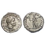 Caracalla silver denarius, Rome Mint 213 A.D., reverse reads:- P M TR P XVI COS IIII P P, Hercules