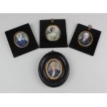 Four 19th Century miniatures, with three being of the "Riley Family", and having identification on