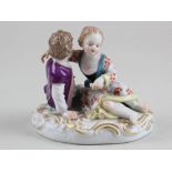 Meissen Figurine, depicting young lovers , approx 7cm high
