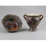 Japanese Satsuma vase and bowl set