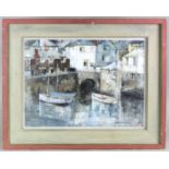 George Hammond Steel (British 1900-1960) "The harbour bridge at Polperro" oil on canvas